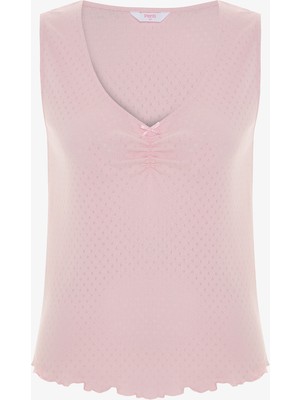 Penti Pembe Blossom Pamuklu Pointel Atlet Pijama Üstü
