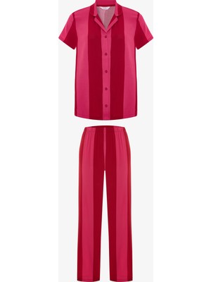Penti Kırmızı For You Çizgili Gömlek Pantolon Pijama Takımı