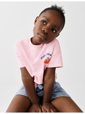 Marks & Spencer Saf Pamuklu Domates Baskılı Tişört (2–8 Yaş)