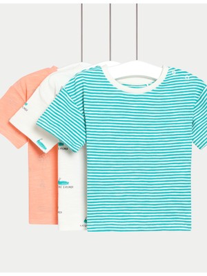Marks & Spencer 3’lü Paket Saf Pamuklu T‑shirt (0–3 Yaş)