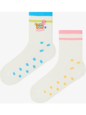 Penti 2 Çift Burun Dikişsiz Pamuklu Renkli Nakışlı Soket Çorap