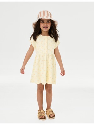 Marks & Spencer Pamuk Karışımlı Çiçek Desenli Elbise (2-8 Yaş)