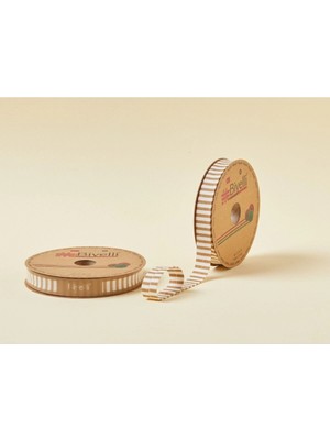 MiraLive Biye Kalın Çizgili Katlı F13 Bej 2 cm 25 Metre %65 Koton %35 Polyester