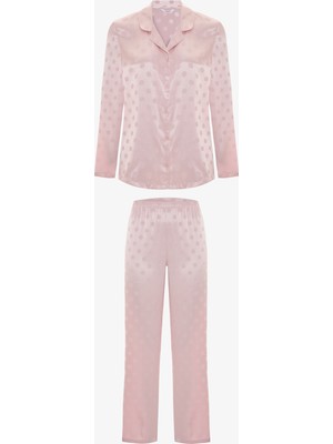 Penti Pembe Quinn Saten Düğmeli Gömlek Pantolon Pijama Takımı
