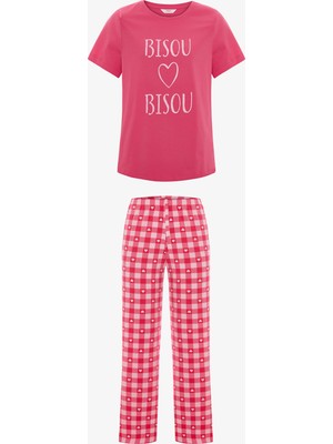 Penti Fuşya Pink Hearts Pamuklu Pantolon Pijama Takımı