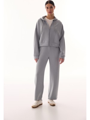 Penti Gri İpeksi Dokunuş Silky Touch Fermuarlı Uzun Kollu Kapüşonlu Sweatshirt