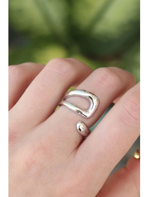 Pazarcan Pirinç Gümüş Renk Ayarlanabilir Yüzük - TJ-BYK3175