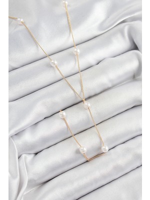 Pazarcan 316L Çelik Inci Figürlü Y Model Gold Renk Kadın Kolye - TJ-BKO10340