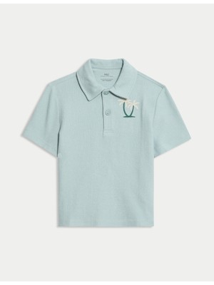 Marks & Spencer Pamuk Karışımlı Dokulu Polo Yaka Tişört (2-8 Yaş)