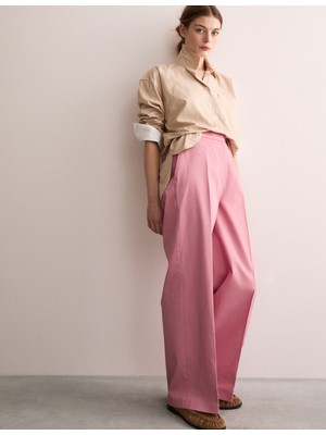 Marks & Spencer Pamuk Karışımlı Geniş Paça Keten Pantolon