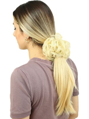 Pazarcan Yoğun Saçlı Lastikli Topuz Toka / Platin