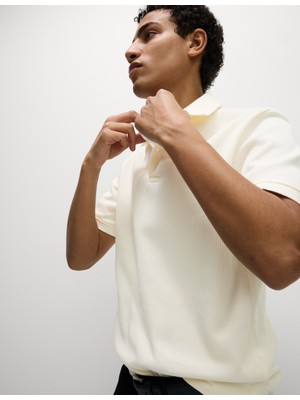 Marks & Spencer Saf Pamuklu Dokulu Polo Yaka Tişört