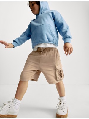 Marks & Spencer Keten Karışımlı Beli Lastikli Şort (2-8 Yaş)