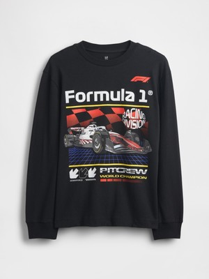 Gap Erkek Çocuk Siyah Relaxed Grafik Baskılı T-Shirt