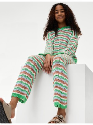 Marks & Spencer Pamuk Karışımlı Şeritli Kroşe Pantolon (6–16 Yaş)