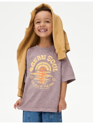 Marks & Spencer Saf Pamuklu Grafik Tişört (2-16 Yaş)