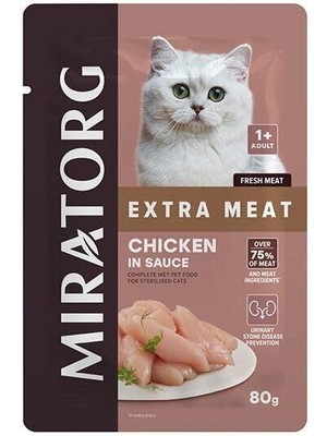 Hepta Collection Miratorg Sterilised Gravy Kısırlaştırılmış Tavuklu Kedi Yaş Maması 80 gr x 24 Adet