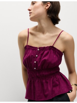 Marks & Spencer Keten Karışımlı Ince Askılı Bluz