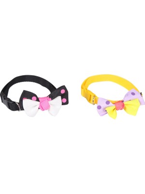 Hepta Collection X-Perk Papyonlu Kedi ve Köpek Boyun Tasması 2 Adet, Çok Renkli (Siyah ve Sarı), 34 Cm, Padded