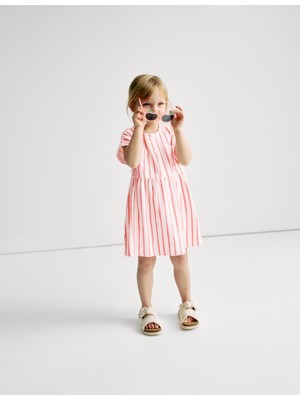 Marks & Spencer Kız Çocuk Pamuk Karışımlı Çizgili Elbise (2-8 Yaş)
