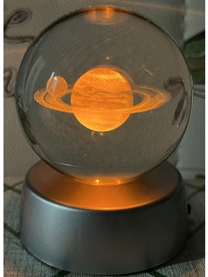 Norino Satürn Plastik Altlıklı Işıklı Cam Küre 6cm