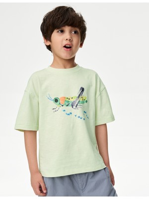 Marks & Spencer Saf Pamuklu Böcek Desenli Tişört (1-8 Yaş)