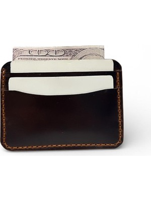 Parla Leather Simona El Yapımı Hakiki Gerçek Deri Taba Renk Kart Cüzdanı