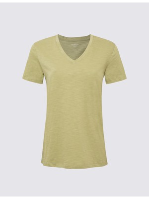 Marks & Spencer Ss Slub V-Neck