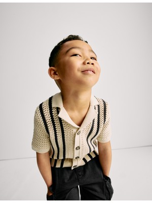 Marks & Spencer Saf Pamuklu Örgü Desenli Üst (2-8 Yaş)