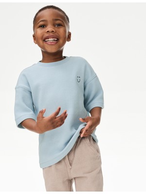 Marks & Spencer Saf Pamuklu Dokulu T-Shirt (1-7 Yaş)