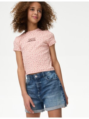 Marks & Spencer ​pamuk Karışımlı Ditsy Desenli Tişört (6–16 Yaş)