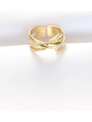 İntora Kalın Gold Renk Ayarlanabilir Yüzük - TJ-BYK3103