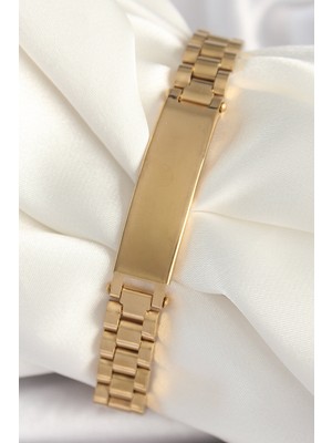 İntora 316L Çelik Gold Renk Zincir Künye Model Erkek Bileklik - TJ-EB3725
