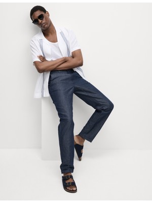 Marks & Spencer Pamuk-Keten Karışımlı Nakışlı Gömlek