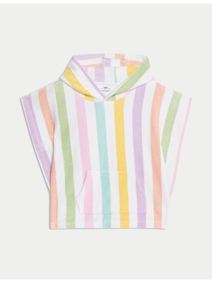 Marks & Spencer Saf Pamuklu Çizgili Havlu Panço (0–36 Ay)