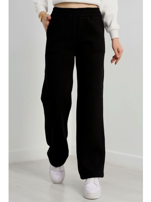 f.kereci Yüksek Bel Üç Iplik Palazzo Eşofman Altı – Siyah