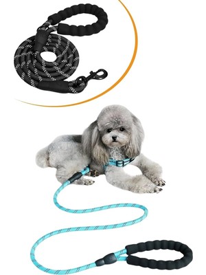 Hepta Collection Reflektörlü Fosforlu Köpek Gezdirme Halatı Tasma Kayışı Metal Kancalı 130 cm