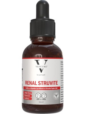 Hepta Collection Vetcure Renal Struvite Kedi ve Köpek Böbrek Taşı ve Idrar Yolu Sağlığı Destekleyici Likit 50 ml