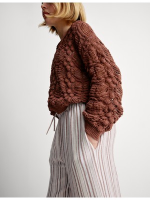 Marks & Spencer Saf Keten Çizgili Geniş Paça Pantolon (6-16 Yaş)