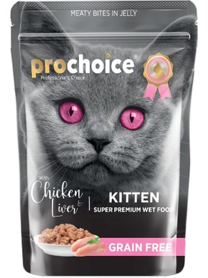 Hepta Collection Prochoice Yavru Kediler Için, Tahılsız, Jöle Içinde Tavuk ve Ciğer Parça Etli Yaş Mama, 85 G