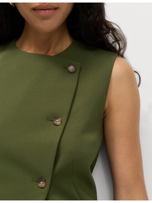 Marks & Spencer Olive Çapraz Düğmeli Yelek