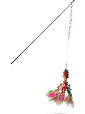 Hepta Collection Kedi Oltası, Yün Örgü ve Tüyler Uc, Dayanıklı Ip, 46CM