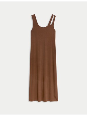 Marks & Spencer Nervürlü Midi Elbise