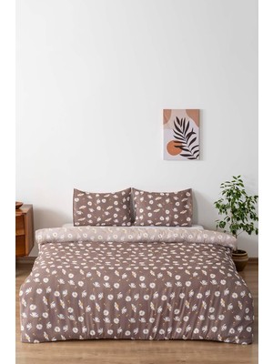 Hepta Collection Kahve Papatya Çift Kişilik Nevresim Takımı Pamuklu