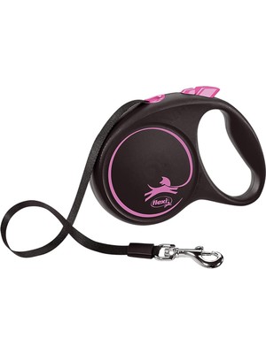 Hepta Collection Flexi Black Design M Beden Pembe 5mt Şerit Tasma