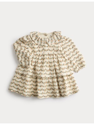 Marks & Spencer Saf Pamuklu Desenli Elbise (0-3 Yaş)