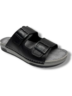 Enova M253-0202-26 Deri Anatomik Soft Çift Bant Erkek Terlik