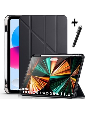 M.TK Moveteck Honor Pad X9A 11.5inç Kılıf Kalem Bölmeli Katlanabilir Standlı Koruyucu Yumuşak Silikon Akıllı Kapak + Dokunmatik Kalem 2li Set