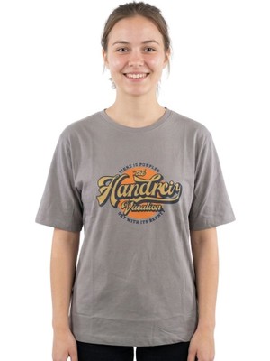 Kolec Baskı Enfield&co Kadın T-Shirt Handrciy Gri
