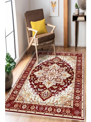 Pelura Halı Klasik Anadolu Desen Bordo Dijital Baskılı Yıkanabilir Şönil Salon Halısı
